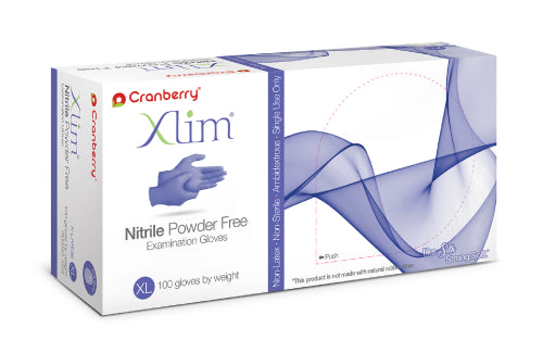 Cranberry 3129 Xlim Nitrile Examination Gloves Powder Free Extra Large 100/Bx Cranberry 3129 Xlim Nitrile Examination Gloves Powder Free Extra Large 100/Bx